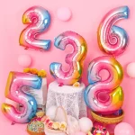 16/32/40 인치 디지털 호일 풍선 로즈 골드 실버 그라디언트 번호 0-9 생일 파티 웨딩 장식 베이비 샤워 글로브 - 이미지 3