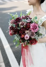 가을 샴페인 인공 꽃 콤보 상자, DIY 웨딩 신부 부케, 베이비 샤워 꽃꽂이 장식 - 이미지 6