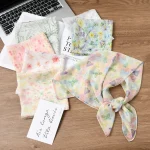 유행 프랑스 꽃 여성 Headscarf 선 스크린 쉬폰 스퀘어 스카프 여행 사진 액세서리 부드러운 머리 스카프 봄 여름 - 이미지 2