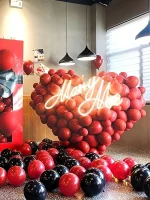 50개의 빨간 풍선 빨간색 라텍스 풍선 5개의 리본, 생일 졸업 발렌타인 데이 크리스마스 웨딩 파티 장식 - 이미지 2