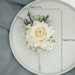 1/6PCS 로즈 웨딩 샴페인 손목 코사지 및 Boutonniere 세트 ForBride 신부 들러리 남자 신랑 로즈 웨딩 꽃 액세서리 - 이미지 3