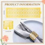 100/50Pcs 냅킨 링 중공 패턴 금색과 은색 냅킨 링 웨딩 파티 테이블 장식 용품 웨딩 장식 - 이미지 2