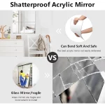 2/4PCS 3D 거울 벽 스티커 2mm 두꺼운 유연한 DIY 아크릴 거울 스티커 접착제 거실 홈 장식 욕실 - 이미지 3