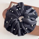 1PC 진주 대장 서클 패션 소녀 넥타이 대리석 헤어 로프 작은 신선한 백 포니 테일 기질 머리 로프 - 이미지 6