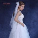 TOPQUEEN 심플 레트로 스타일 신부 베일, 2 피스 리본 빗, 웨딩 액세서리 V233