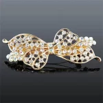 럭셔리 라인 석 봄 머리핀 여성을위한 우아한 가짜 크리스탈 활 헤어 클립 뒤로 머리 바레트 헤어 액세서리 모자를 쓰고 있죠 - 이미지 5