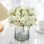 인공 꽃 실크 장미 웨딩 화환 홈 룸 테이블 축제 장식 신부 부케 야외 마당 정원 DIY 선물 저렴한 - 이미지 2