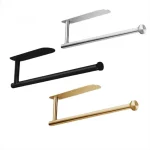 캐비닛 벽 마운트 아래 종이 타월 홀더 스테인레스 스틸 블랙 주방 종이 타월 랙 자체 접착 드릴링 없음 욕실 - 이미지 4