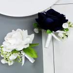 남성용 장미 코르사주 꽃 Boutonniere, 신랑 무도회 칵테일 파티, 인공 꽃, 결혼식 졸업 이벤트 꽃, 6PCs/세트 - 이미지 6