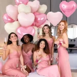 12개 베이비 핑크 크림 화이트 하트 모양 포일 풍선 18인치 하트 풍선 생일 기념일 결혼식 발렌타인 데이 파티용 - 이미지 4