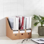 5pcs 잡지 파일 크래프트 종이 파일 홀더 골판지 서 잡지 스토리지 랙 책 문서 서랍 사무실 조직 - 이미지 3